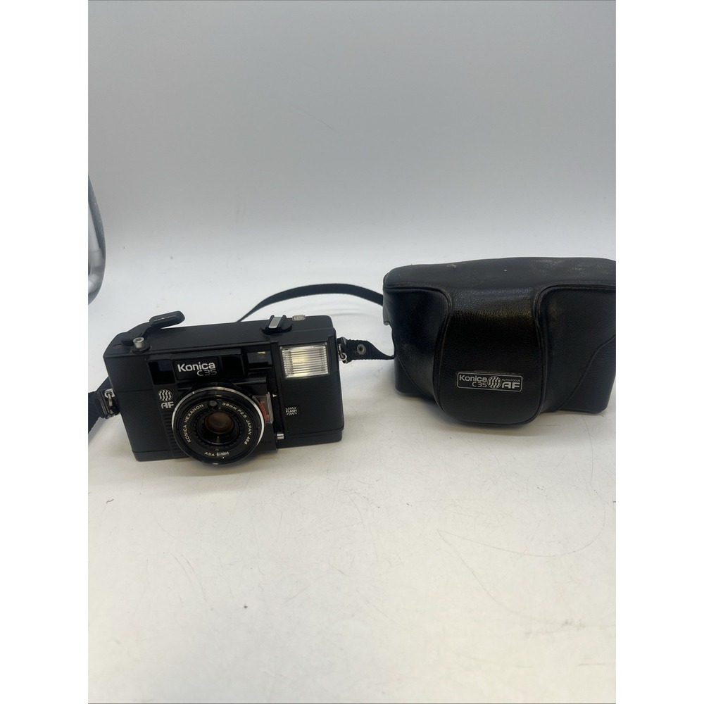 Konica C35 Auto Focus 35mm Film Camera W/ Case Made In Japan-For Parts